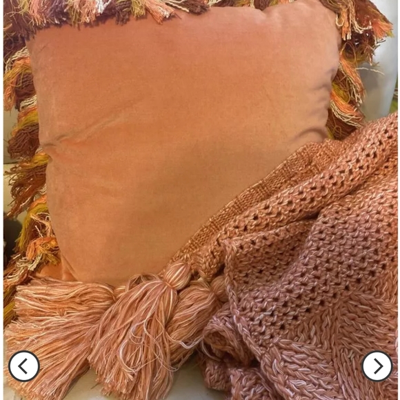 Velvet Square Throw Pillow with Fringe - Picture 8 of 16